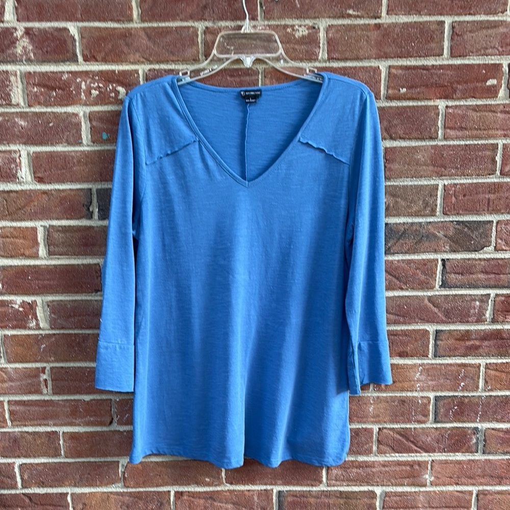 New Directions Blue Blouse with 3/4 Sleeves